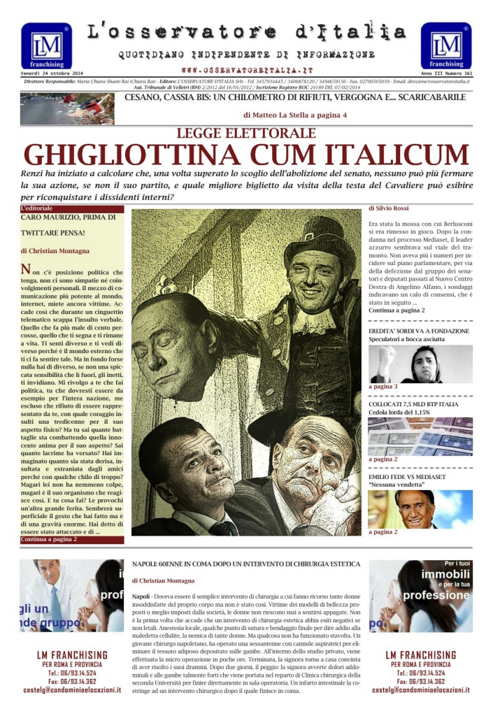 L'osservatore d'Italia edizione del 24 Ottobre 2014